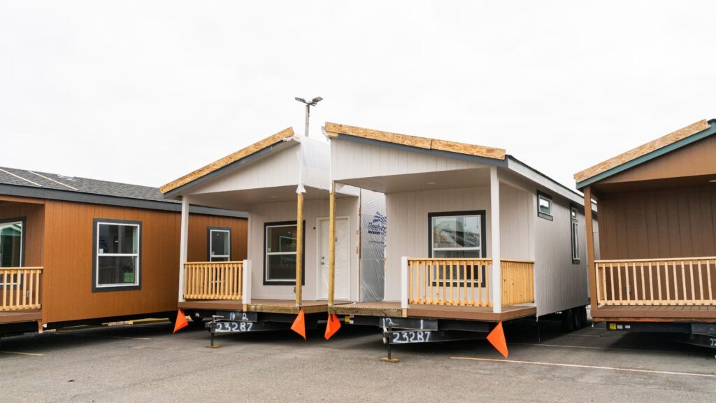 Manufactured home getting transported