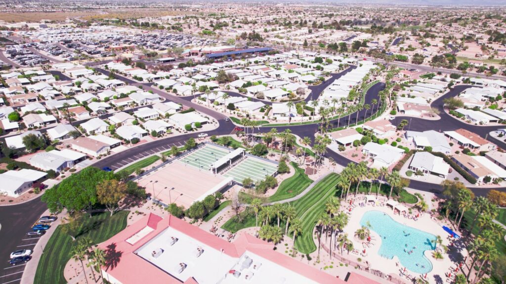 Exterior of a modern manufactured home community