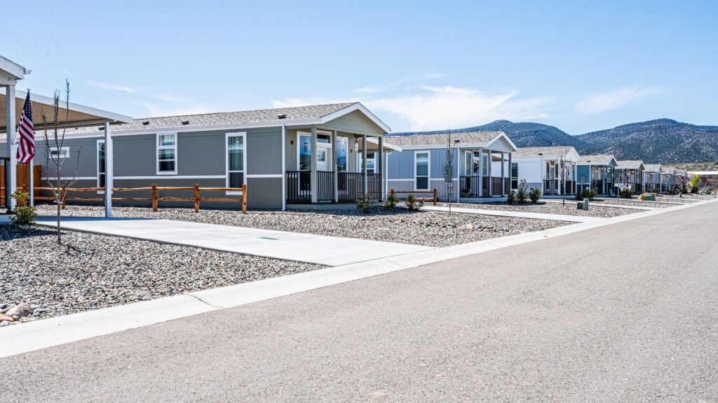 Exterior of multiple Single-Wide manufactured homes.